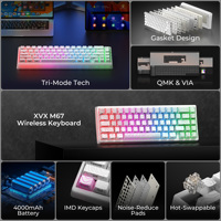 Teclado mecánico XVX M67 JadeStone 65% inalámbrico 2,4G/tri-modo intercambiable en caliente portátil programable RGB teclado para juegos