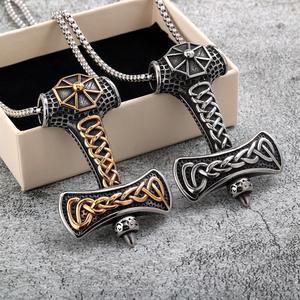 Collar con Colgante de Martillo de Thor Vikingo para Hombre, en Acero Inoxidable, Diseño Geométrico, Joyería para Regalo - Product Image 1