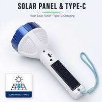 Lampe torche solaire USB-C à LED avec lumière de travail COB et faisceau lumineux intense, trois modes pour la réparation automobile, le garage, le camping et les situations d'urgence en extérieur