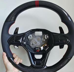 Accessoires de voiture, housse de <span class=keywords><strong>volant</strong></span> en fibre de carbone et daim pour Volkswagen VW Scirocco Golf GTD Variant Jetta GLI <span class=keywords><strong>Polo</strong></span> GTI - Product Image 1