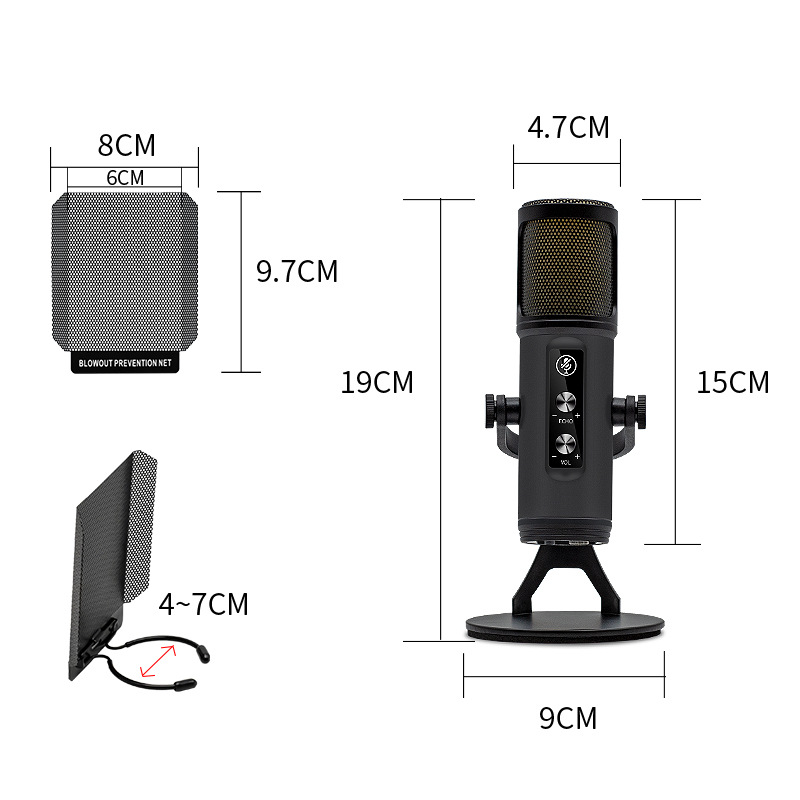 Xtuga ZX-776 Microphone - Portable USB for Gaming & Recording