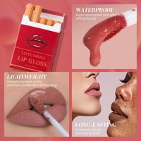 Gloss à lèvres liquide mat, imperméable, longue tenue, formule hydratante veloutée, fini lisse et non collant, minéral, boîte à cigarettes tendance