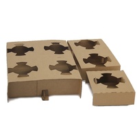 Support personnalisé en papier crépon à double paroi pour tasses à café, vin et boissons chaudes - Porte-gobelets à emporter en kraft brun