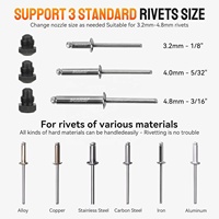 Pistolet à rivets sans fil MARS, sans balais, portable, automatique, kit de rivetage électrique 2248lbf, rivets de 1/8\", 5/32\", 3/16\", avec 2 batteries 5.0Ah 21V