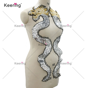 WPH-2000 Vintage paillettes 3D ricamo toppe drago <span class=keywords><strong>Applique</strong></span> animale paillettes <span class=keywords><strong>Applique</strong></span> per il vestito - Product Image 1