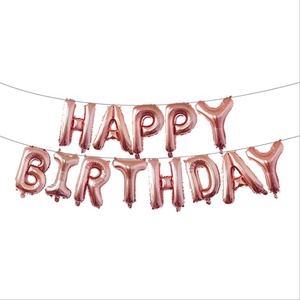 Happy Birthday Theme Rose Gold Foil <b>Balloon</b> <b>Decorations</b> Set Girl Birthday Party Supply Set Party <b>Decoration</b> Event Ballons Set - Product Image 5