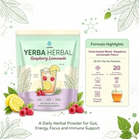 Super Yerba Mate en Poudre Instantanée, Saveur Framboise-Limonade, avec Ashwagandha, Vitamine D3, Magnésium, Faible Teneur en Sucre, Soutien Énergétique et Concentration