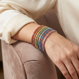 High Quality Colorful 4 Claw Setting 925 Sterling Silver 18k White Gold Plated Pink Green Zambian <b>Rainbow</b> Moissanite Bracelet - Product Image 2