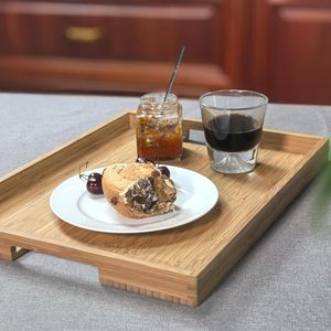 Bamboo Wooden <b>Tray</b> Rectangular Hotel Serving <b>Tray</b> For <b>Tea</b> Coffee Dried Fruit Solid Color Shandong Origin - Product Image 1