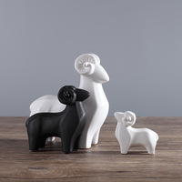 Trois moutons Kaitai, décoration d'intérieur, modèle nordique moderne et simple, nouvelle maison, salon, bureau, ornements en porcelaine blanche en forme de mouton