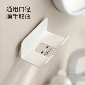 FaSoLa Hair Dryer Holder Wall Mounted Matte White Rectangle Durable Bathroom Storage Rack - Product Image 3