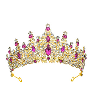 Coloré Vintage demi-couronne strass or mariage cheveux accessoires pour fêtes d'anniversaire <span class=keywords><strong>Bouquet</strong></span> décorations alliage couronne - Product Image 4