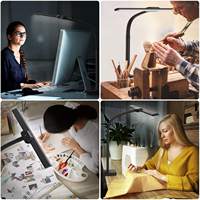 Grande lampe de bureau LED à col de cygne flexible en ABS, avec minuterie, électrique, à courant continu, moderne, simple, à commande tactile, intensité variable, lumière du jour