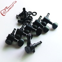 For MH131 Black Metal Precise Brass Core Gear Locking Guitar Machine Heads Small Handle Tuners Durable 10mm Hole Compatible
