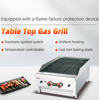 24 Kompor Gas LPG Radiant Charbroiler Komersial Stainless Steel Lava Rock Grill dengan Daya 5000-10000W