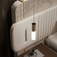 Lit de maître extra large à niveaux, design italien moderne, luxe, capitonné en velours, acier inoxydable 304, matelassage vertical