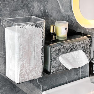 Boîte à mouchoirs transparente à motif glacier, rectangulaire, sans perçage, support mural pour rangement de salle de bain - Product Image 3