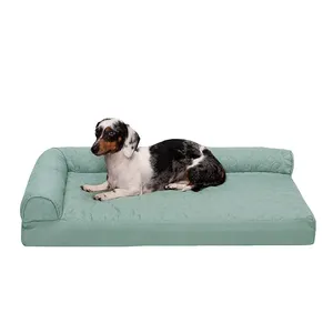 suppliers custom green printing fabric medium orthopedic memory foam pet sofa bed orthopaedic bolster couch dog bed