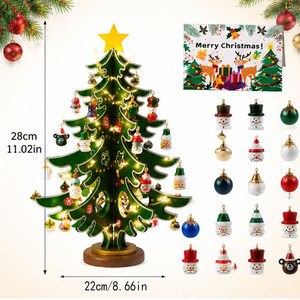 Calendario de Adviento de Madera DIY con Árbol de Navidad, 24 Días de Sorpresas, Calendario de Cuenta Regresiva con Mini Adornos Colgantes de Navidad - Product Image 5