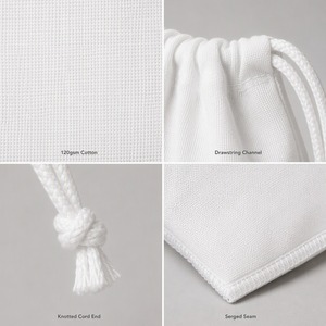 Plain White Cotton Drawstring <b>Fabric</b> <b>Bag</b> Blank for Custom Printing - Product Image 3