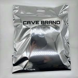 Enveloppe postale en aluminium brillant argentée avec poignée, logo personnalisé imprimé, enveloppes argentées à fermeture autocollante - Product Image 3