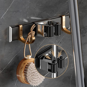 Rack mobili e ganci supporto per scopa supporto per montaggio a parete Mop scopa in alluminio Mop Storage - Product Image 5