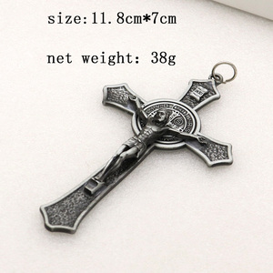12cm 대형 메탈 예수님 십자가 펜던트 기독교 용품 제작용 골드 브론즈 톤 예수 십자고상 <span class=keywords><strong>DIY</strong></span> 펜던트 - Product Image 2