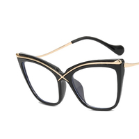 Lunettes anti-lumière bleue unisexes œil de chat, grande monture, style européen et américain, matériau PC, noir transparent pour la lecture
