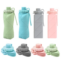 Gourde pliable en silicone de 600 ml – Bouteille d'eau portable pour le sport et les voyages – Tasse pratique en silicone anti-chute
