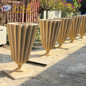 New Stone Building Materials Grc Flower Pots Light Gray Outdoor <b>Planters</b> For Balcony Landscape Decoration - Product Image 2