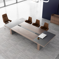 Table de conférence extensible MIGE moderne pour 8 personnes, mobilier de bureau en bois avec mélamine pour usage scolaire