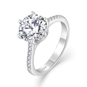 YILUN Bague solitaire élégante en argent sterling 925 plaqué rhodium avec zircon cubique 4 carats - Product Image 1