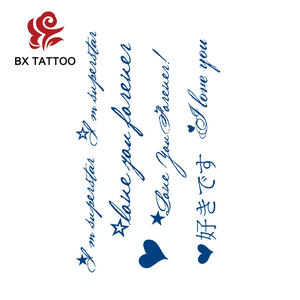 Tatouages semi-permanents BXTAT au jus de Genipa bleu, textes « Je t'aime pour toujours », émoticônes pour fêtes d'enfants, petites roses, papillons GZ241 à 246 - Product Image 4