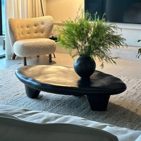 Table basse ovale irrégulière en verre et acier, style nordique créatif, pour salon, couleur crème