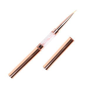 แปรงไลเนอร์สำหรับตกแต่งเล็บแบบสองหัว ด้ามจับสีโรสโกลด์ ขนไนลอนสังเคราะห์ สำหรับวาดเส้นเล็กๆ สำหรับงานศิลปะบนเล็บและงานฝีมือทำเล็บ - Product Image 1