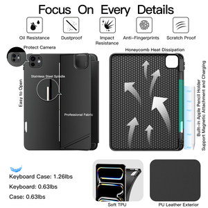 Venta directa para iPad Pro M4 de 13 pulgadas Nueva funda de teclado de TPU con panel táctil Funda de tableta dividida retroiluminada En stock - Product Image 5
