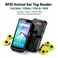Lecteur RFID portable robuste Android 15 134,2 kHz LF (FDX-B+HDX) PDA pour la gestion longue portée du bétail et les étiquettes d'oreille - En stock