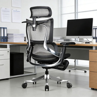 Chaise de bureau ergonomique en maille à dossier haut pivotante avec appuie-tête 3D réglable pour bureau à domicile et salon