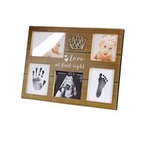 Set rangka foto jejak kaki bayi kayu dekoratif warna cokelat terlaris bingkai foto Set