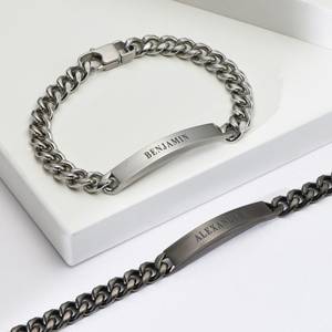 <span class=keywords><strong>Bracelet</strong></span> de bijouterie avec nom personnalisé Bijouterie en acier inoxydable Bijouterie <span class=keywords><strong>Bts</strong></span> en argent mat 18 carats <span class=keywords><strong>Bracelet</strong></span> de chaîne gourmette personnalisé pour homme - Product Image 2