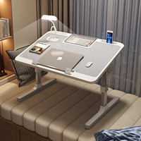 Table de repas blanche réglable en hauteur, poste de travail mobile pour ordinateur, bureau d'appoint pour canapé-lit avec panneau pivotant