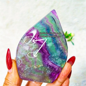 En gros, Cristal de Fluorite Arc-en-ciel poli, en forme de gouttes, plaque gravée, figurine, Totem Anka, Croix Ansata, Art populaire, Décoration d'intérieur - Product Image 2