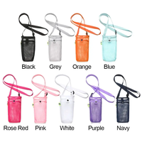 Accessoires de camping personnalisés, housse de bouteille d'eau de sport et de gym, sangle de cou réglable, pochette en maille pour tasse avec poche pour téléphone portable