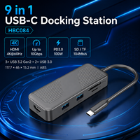 Hub USB-C 9-en-1 10 Gbit/s Type-C 3.2 Gen2 HDMI 4K 60Hz 100W PD Lecteur de cartes SD TF 3.0 Station d'accueil multiport Répartiteur