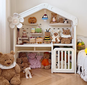 Unisex kinder speelhut van HDPE met opbergrek en tafel voor kinderen vanaf 1 jaar - Product Image 1