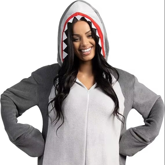 Halloween Shark Pajama Adult Shark Costume One Piece Jumpsuit Marine Pajama for Halloween Dress up