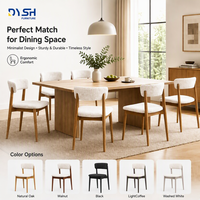 Chaise de salle à manger rembourrée avec dossier incurvé, assise en tissu bouclé, structure en chêne blanc, pieds coniques pour la maison, le restaurant, le café