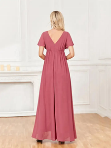 Usine de gros une ligne en mousseline de soie longues robes de <span class=keywords><strong>demoiselle</strong></span> <span class=keywords><strong>d</strong></span>'<span class=keywords><strong>honneur</strong></span> en stock pour une <span class=keywords><strong>livraison</strong></span> <span class=keywords><strong>rapide</strong></span> - Product Image 5