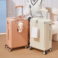 Chine usine multi-fonction chariot cas crochet avant et porte-gobelet valise lumière son cardan roue bagages