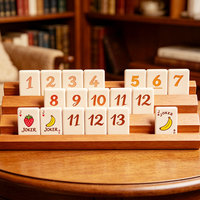 106 Gegraveerde Rummy Tegels Acryl Retro Mahjong Familiebijeenkomst Fruit Thema Lucite Gezellige Rummi Kub Spel Leverancier